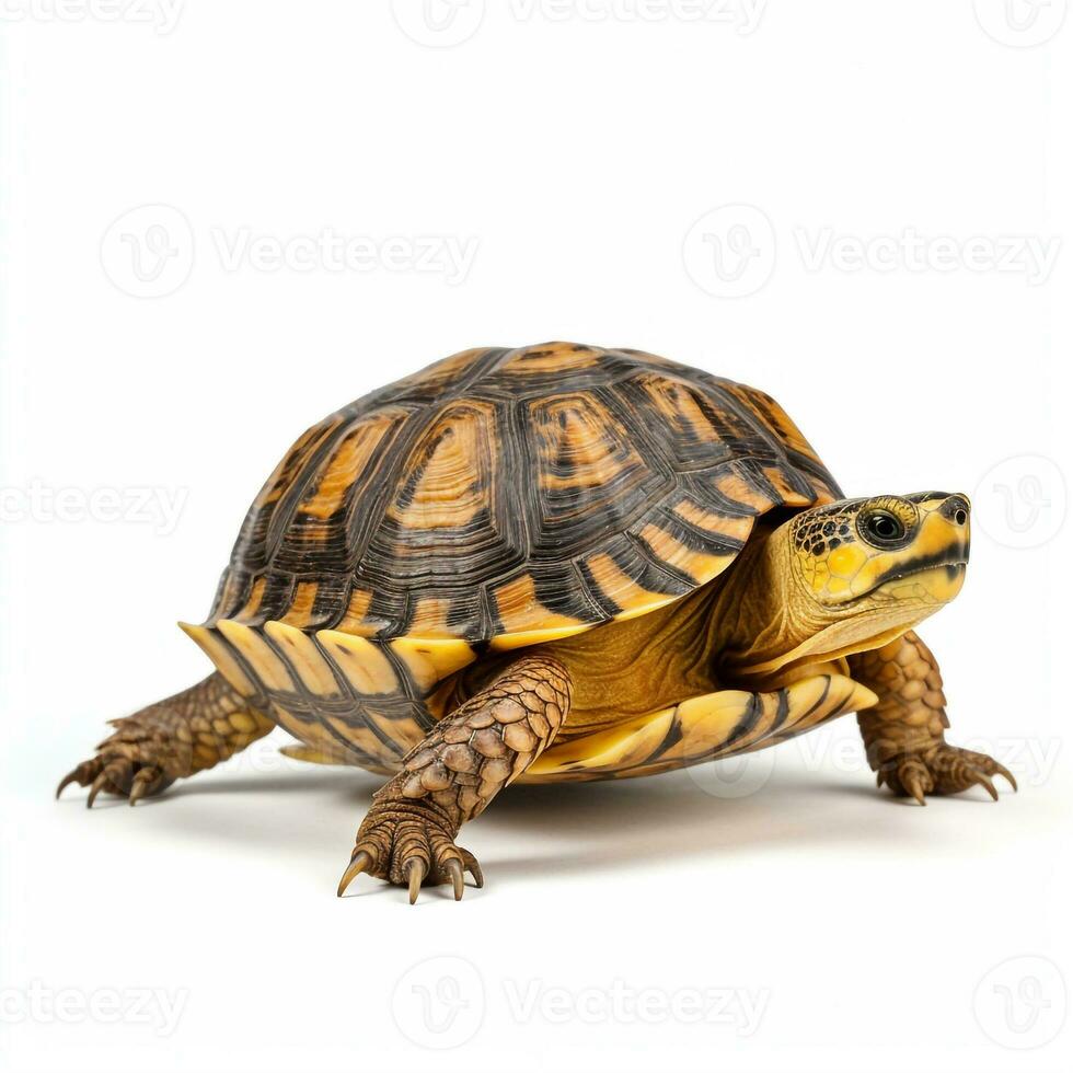 mooi groot wild schildpad op zoek vooruit is getoond in vol lengte, ai gegenereerd foto