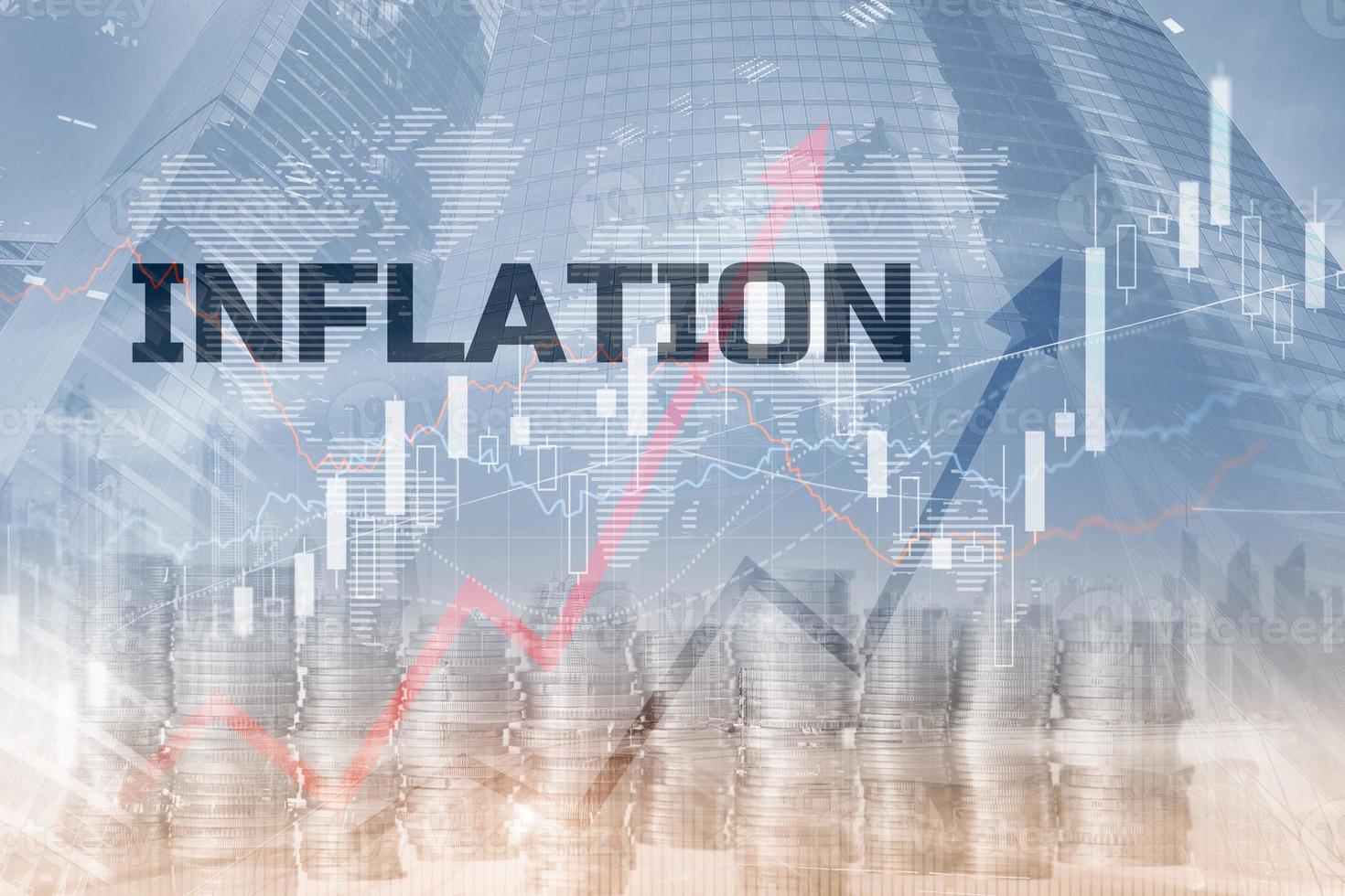 wereldeconomie en inflatiebeheersingsconcept foto