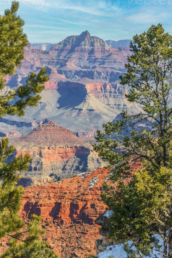 panorama afbeelding over- groots Ravijn met blauw lucht in Arizona foto