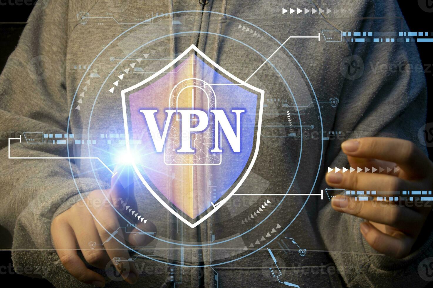 concepten virtueel privaat netwerk, VPN, gegevens encryptie, ik p vervanging foto