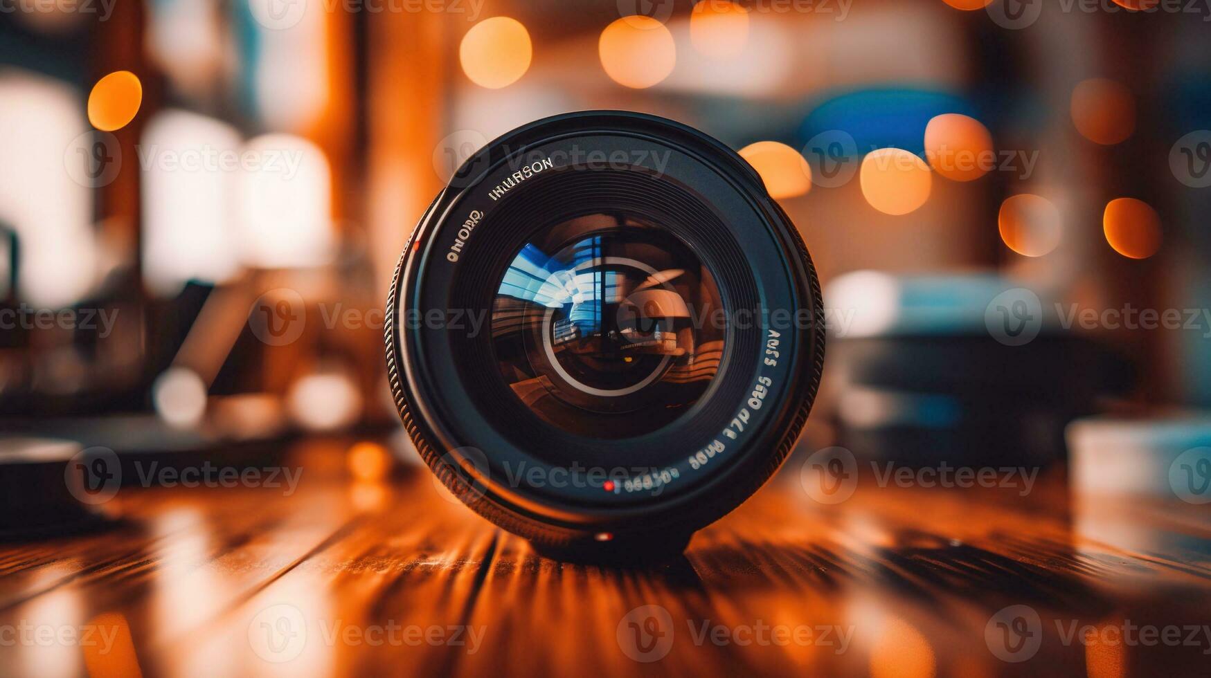 dichtbij omhoog visie van een auto Aan een houten tafel generatief ai, ai gegenereerd foto