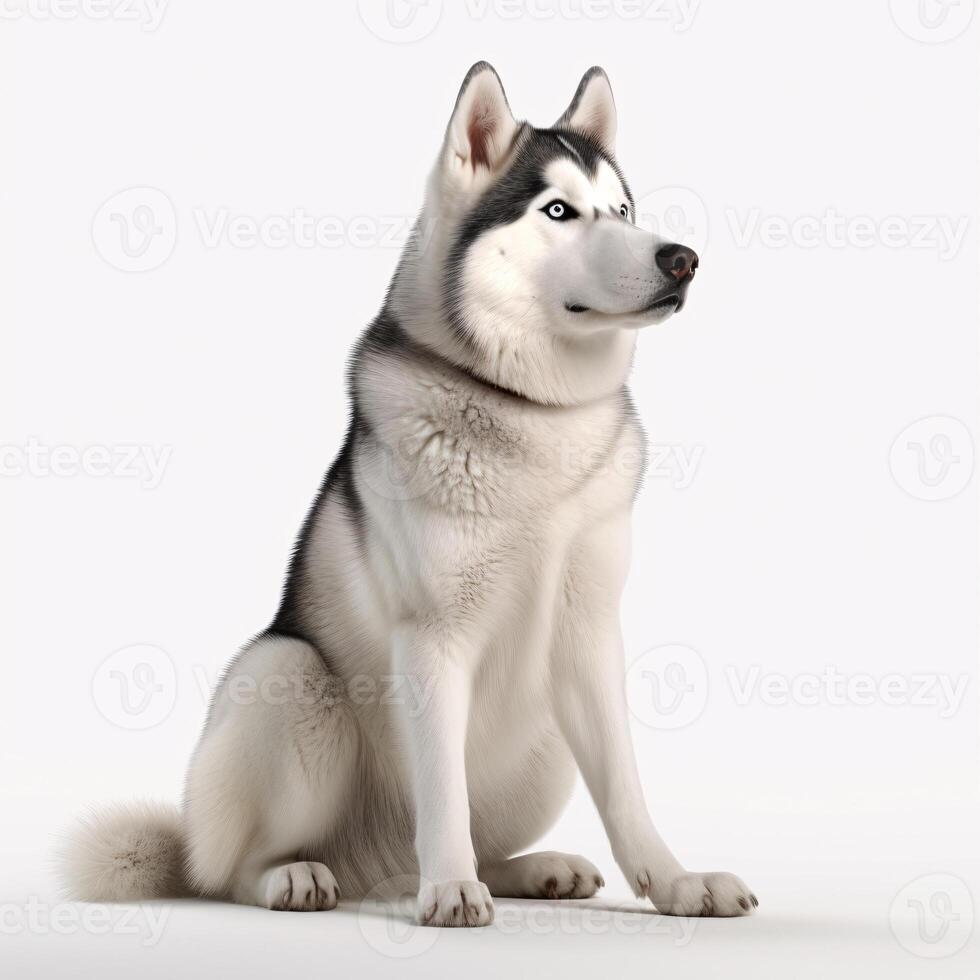 ai generatief Siberisch schor ras hond geïsoleerd Aan een helder wit achtergrond foto