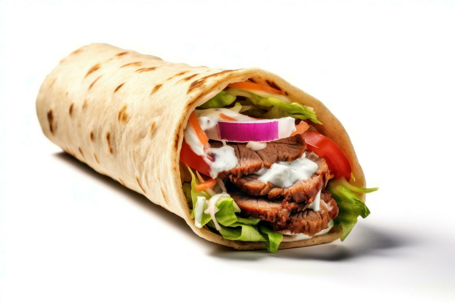 doner kebab geïsoleerd Aan wit achtergrond ai gegenereerd foto