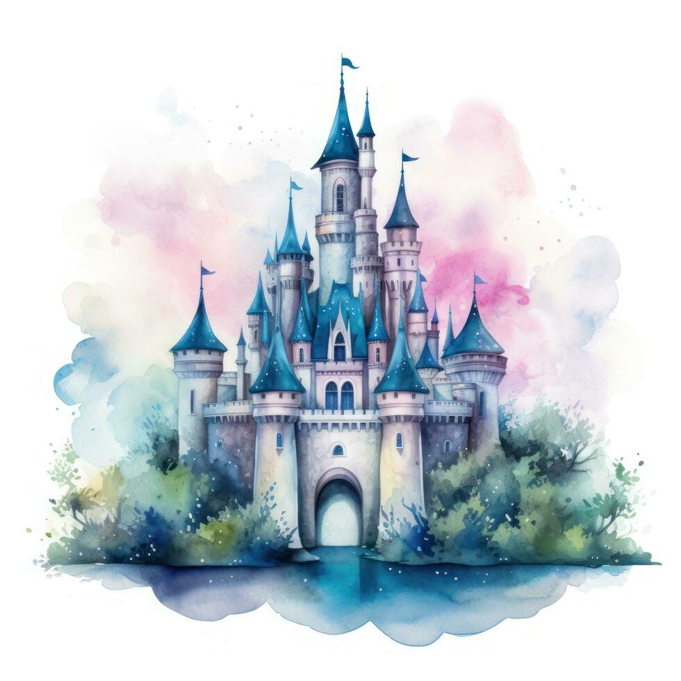 waterverf prinses kasteel geïsoleerd foto