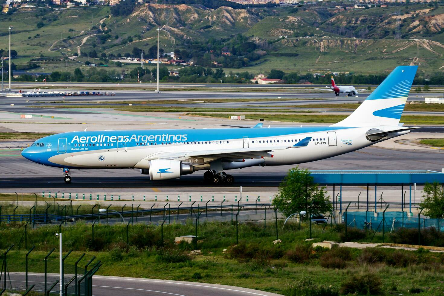 vliegtuigen Argentinië passagier vlak Bij luchthaven. schema vlucht reizen. luchtvaart en vliegtuigen. lucht vervoer. globaal Internationale vervoer. vlieg en vliegen. foto