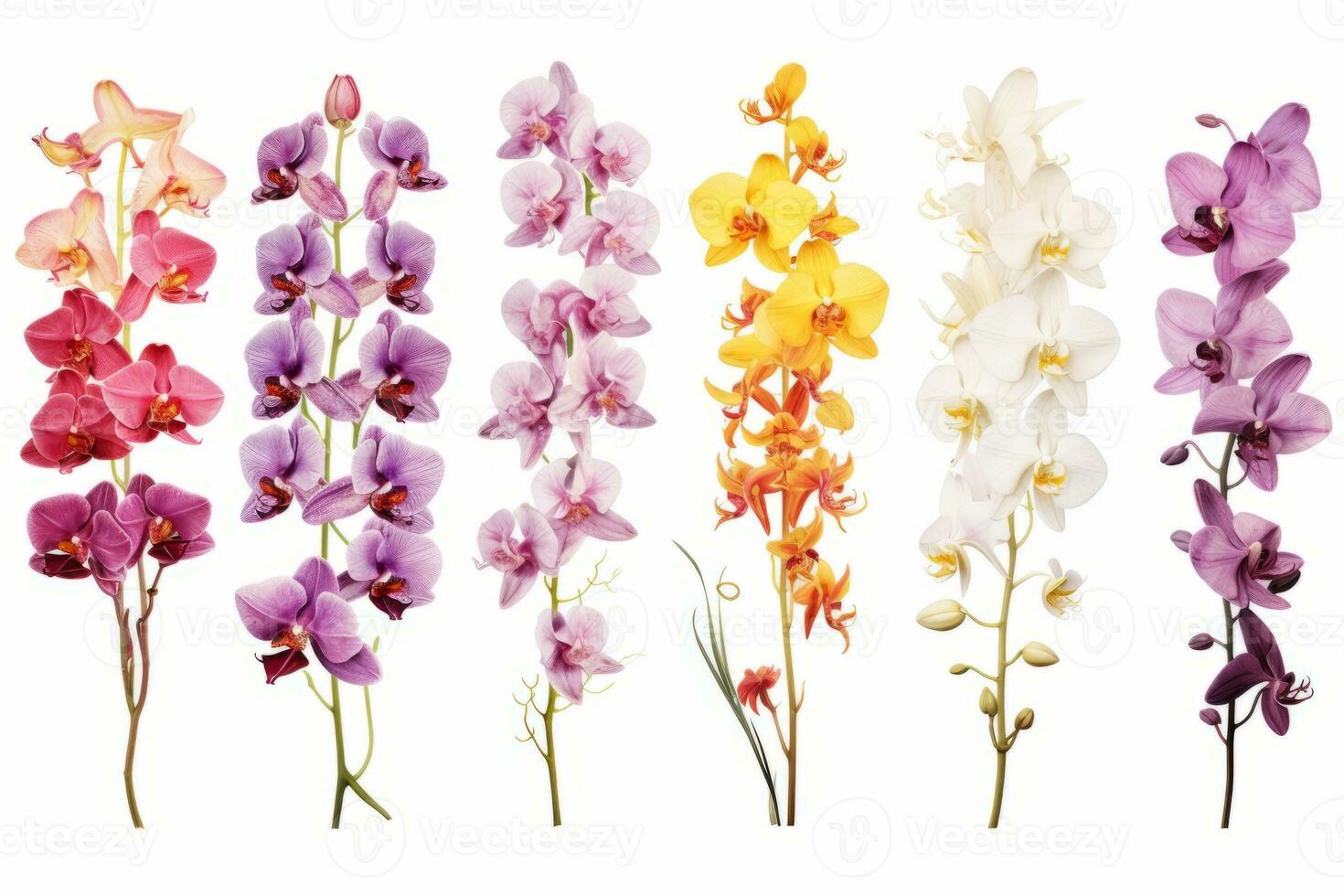 verzameling van illustratie orchidee bloem geïsoleerd Aan wit achtergrond foto