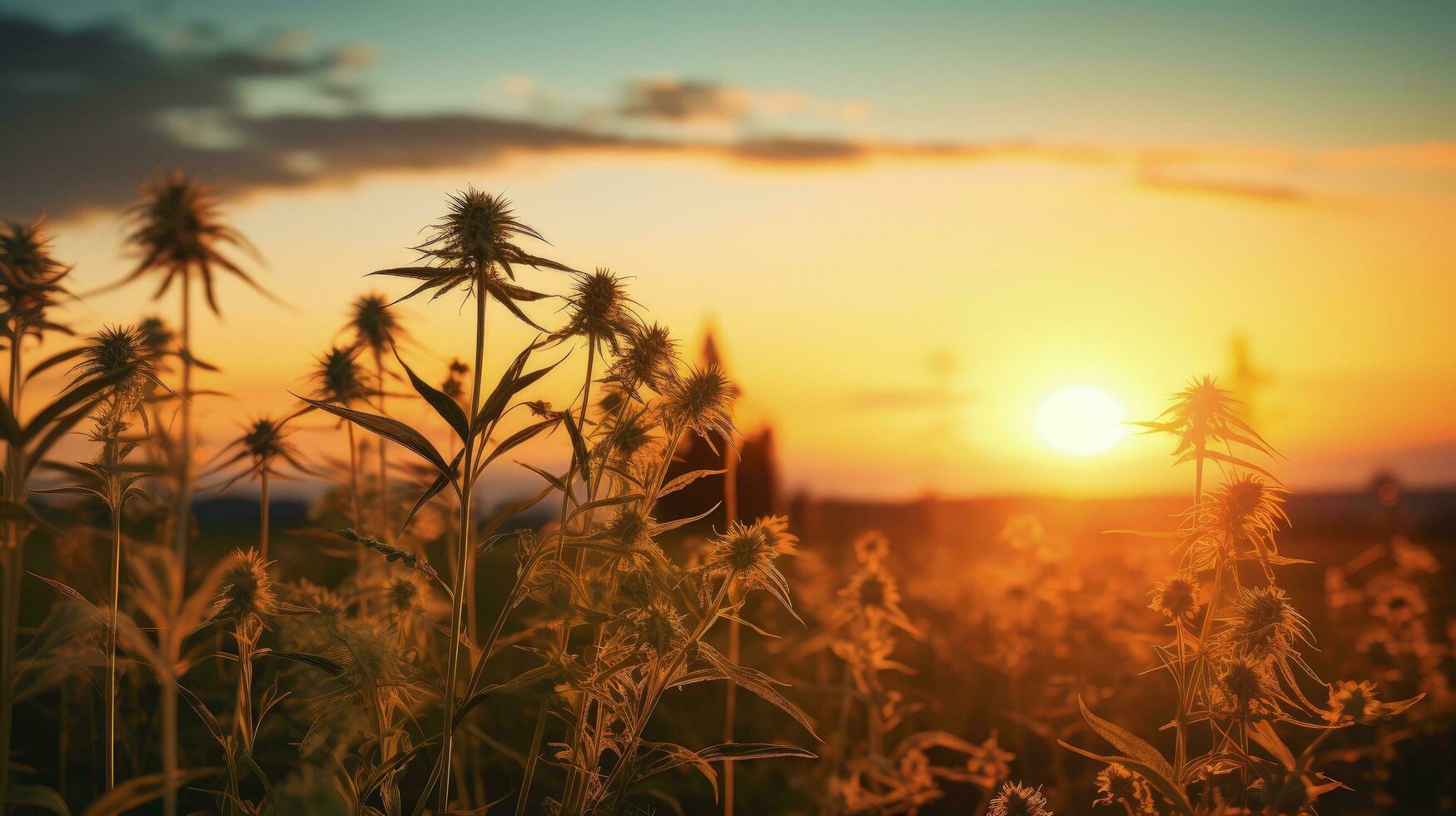 zonsondergang dichtbij omhoog van een veld- gras. silhouet concept foto