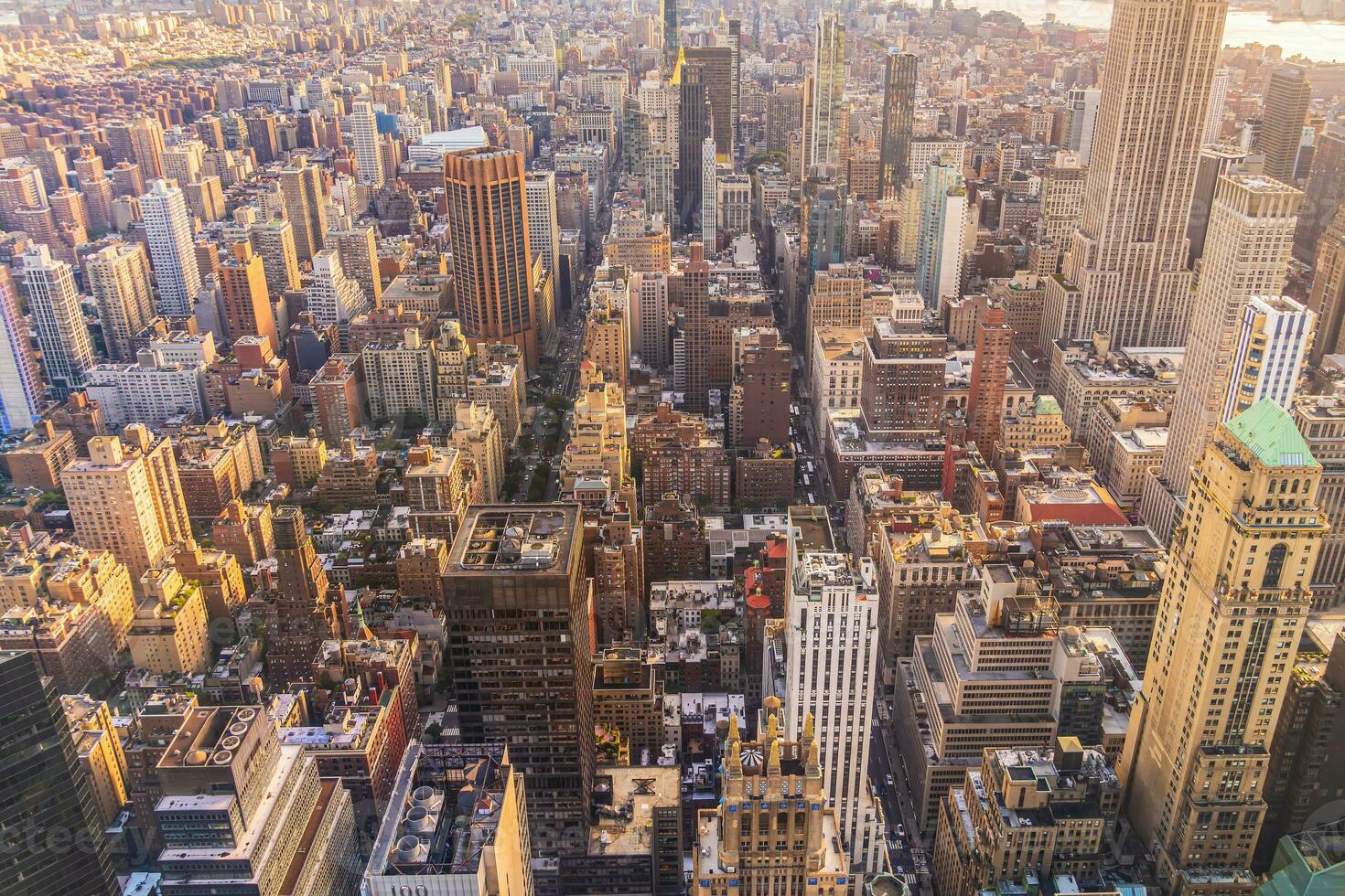 Manhattan horizon, stadsgezicht van nieuw york stad in de Verenigde staat foto