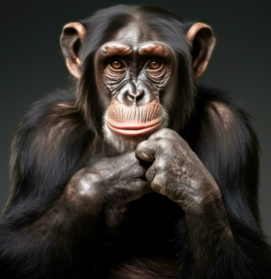 een chimpansee geconfronteerd weg van de camera foto