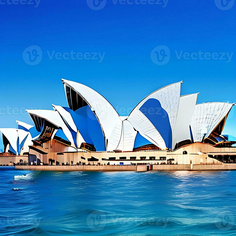 Sydney opera huis met zee en blauw lucht ai blauw genereren lucht foto