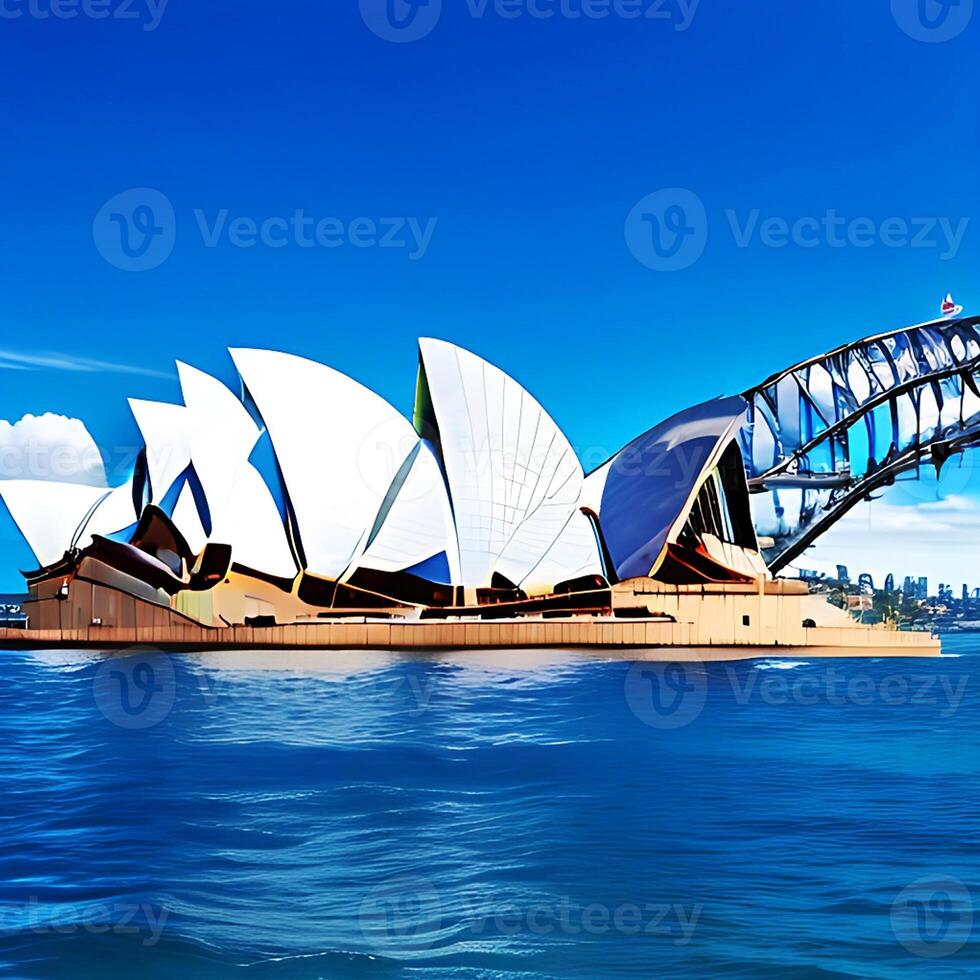 Sydney opera huis met zee en blauw lucht ai blauw genereren lucht foto