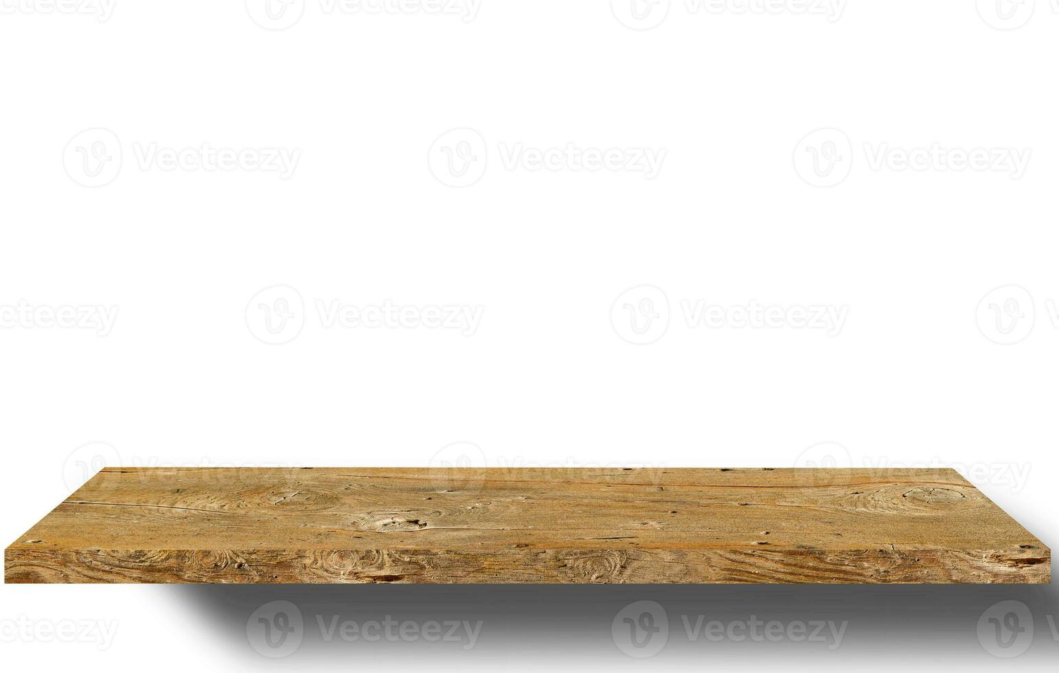 leeg houten plank Aan wit achtergrond foto