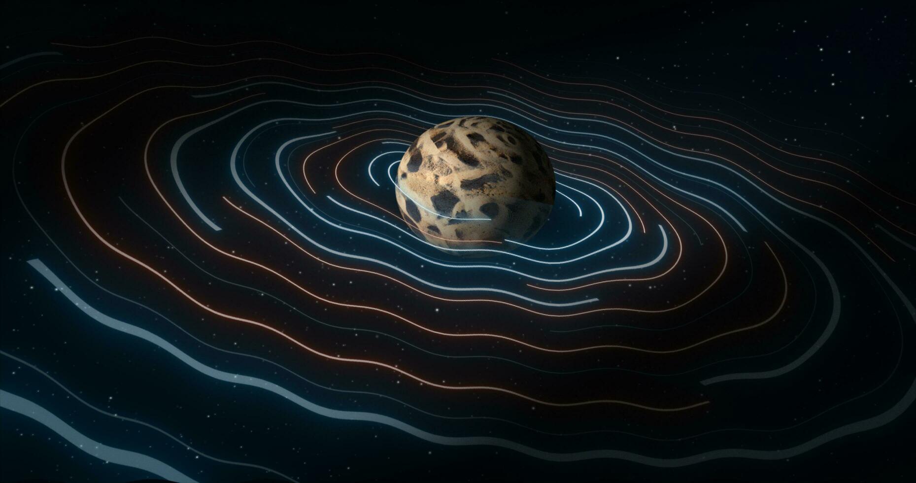 abstract ruimte planeet met een ronde asteroïde riem ring futuristische hi-tech Aan de achtergrond van sterren in Open ruimte foto