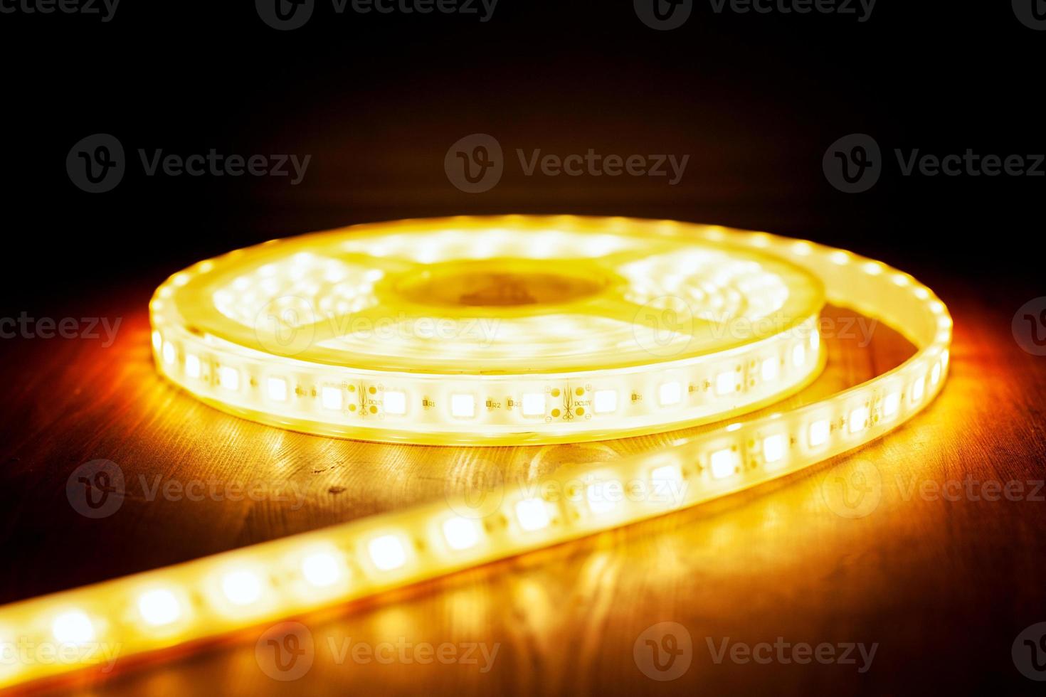 led-ijsband warm licht, een spoel van diodelichtclose-up foto