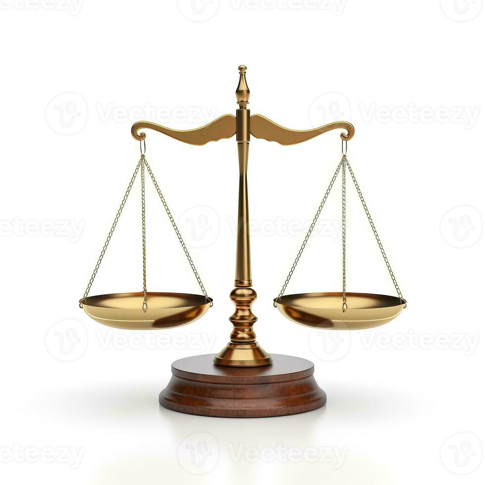 schaal van gerechtigheid iconisch wettelijk symbool geïsoleerd Aan wit foto