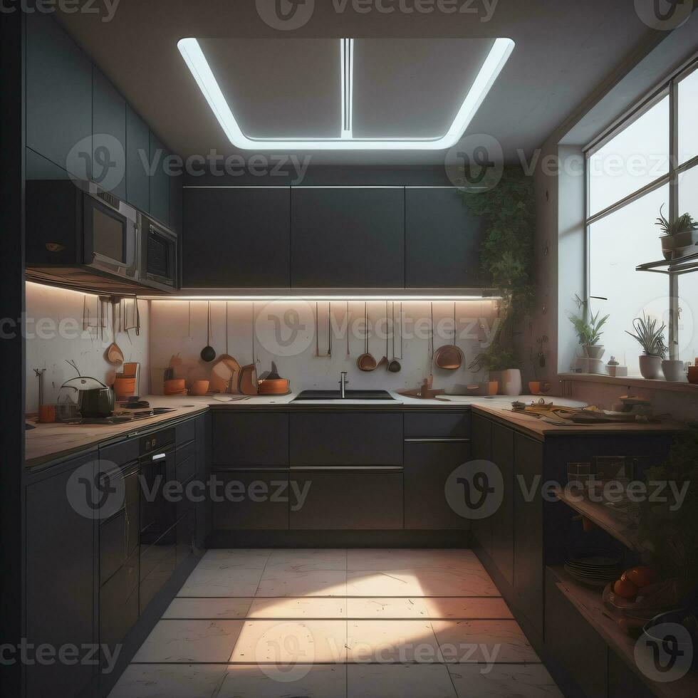 keuken reeks interieur ontwerp, generatief ai foto