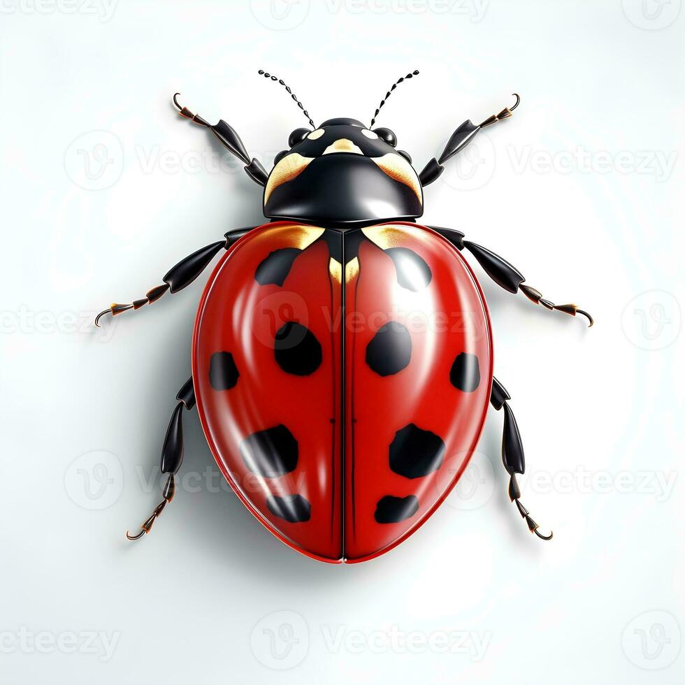 realistisch helder rood lieveheersbeestje foto