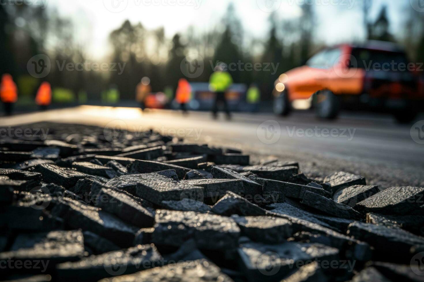 weg reparatie asfalt bestrating generatief ai foto
