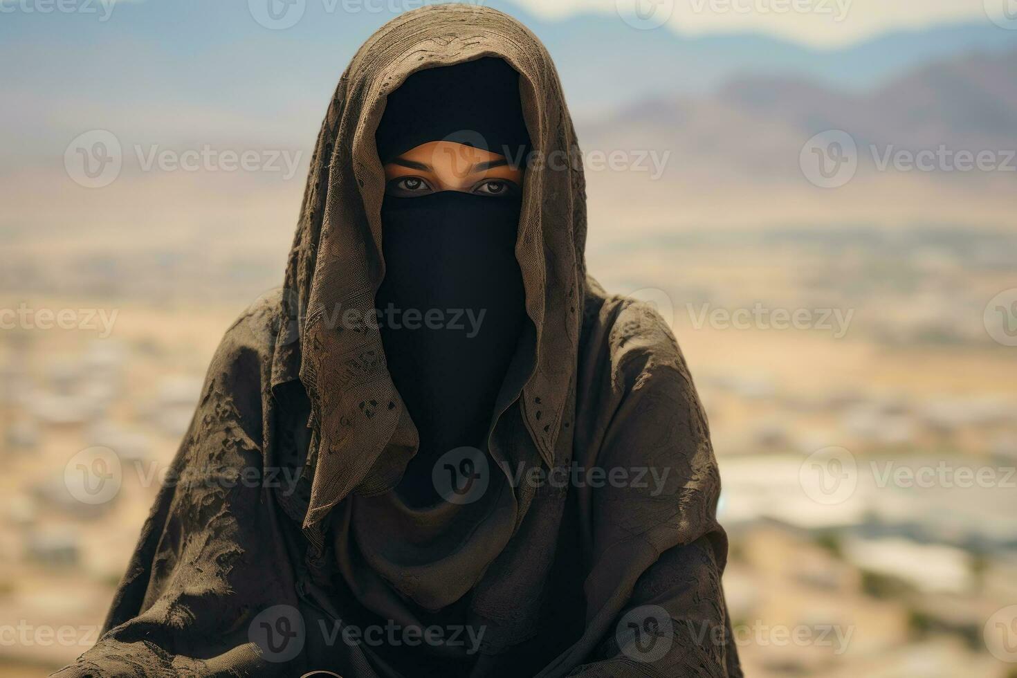 moslim vrouw vervelend Niqab en hijab generatief ai foto