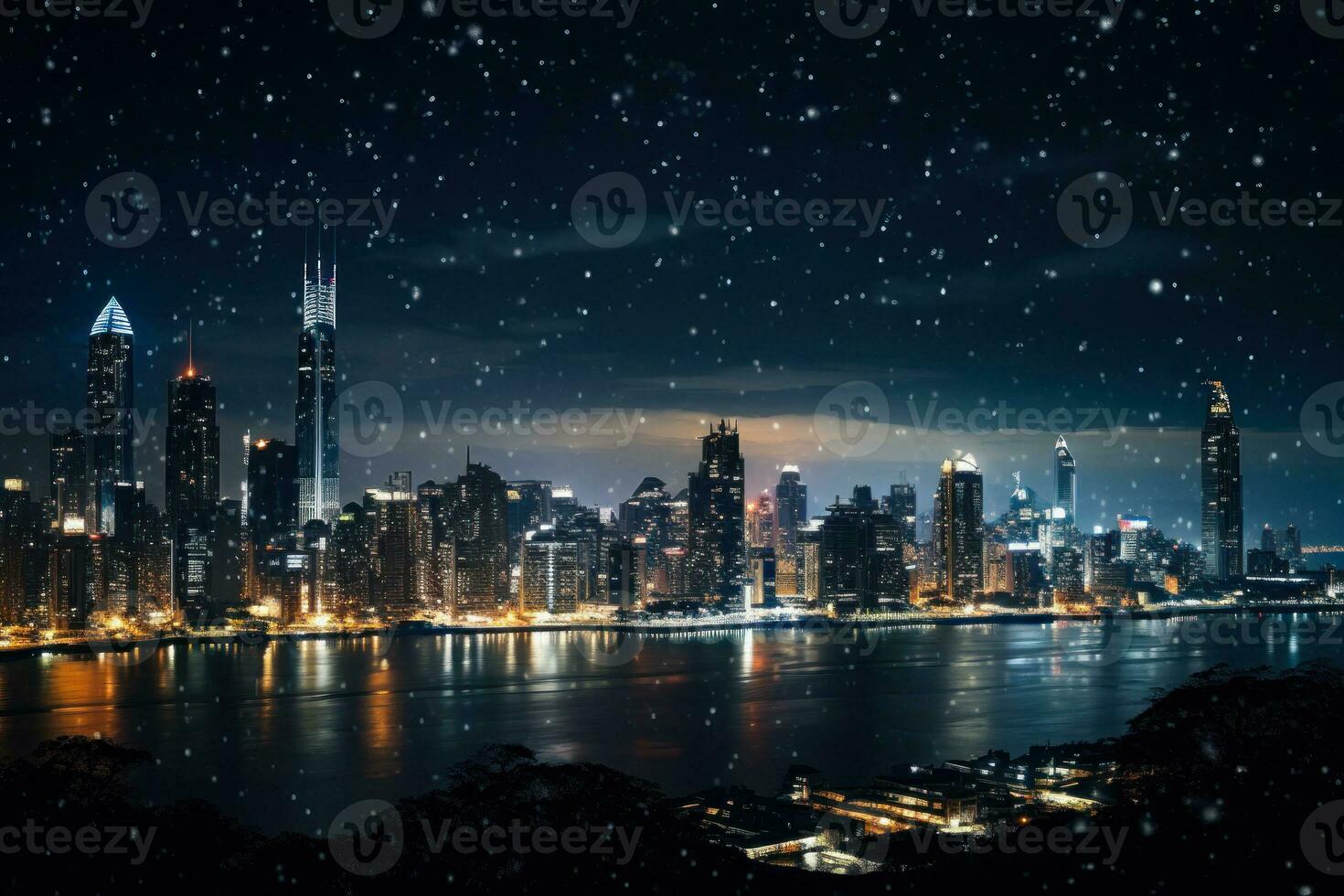 nacht stad landschap antenne fotografie generatief ai foto