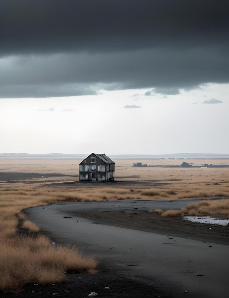 foto van eenzaam kerk Aan land heuvel ai generatief