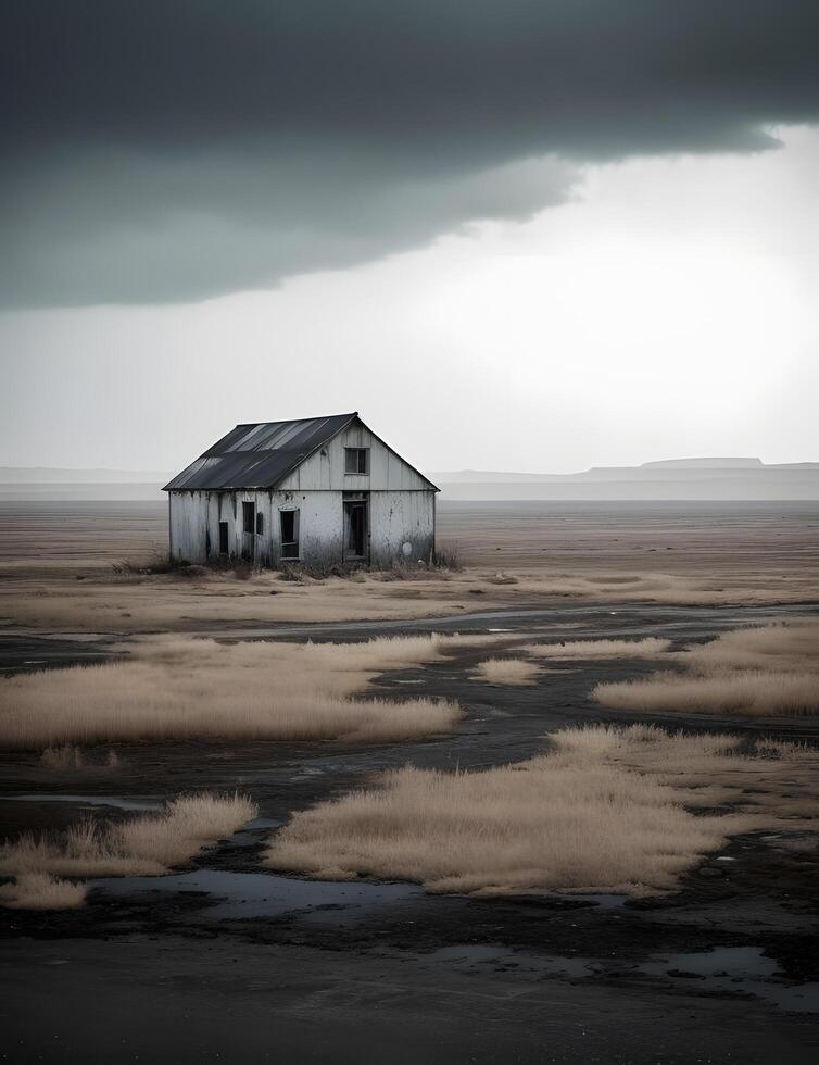 foto van eenzaam kerk Aan land heuvel ai generatief