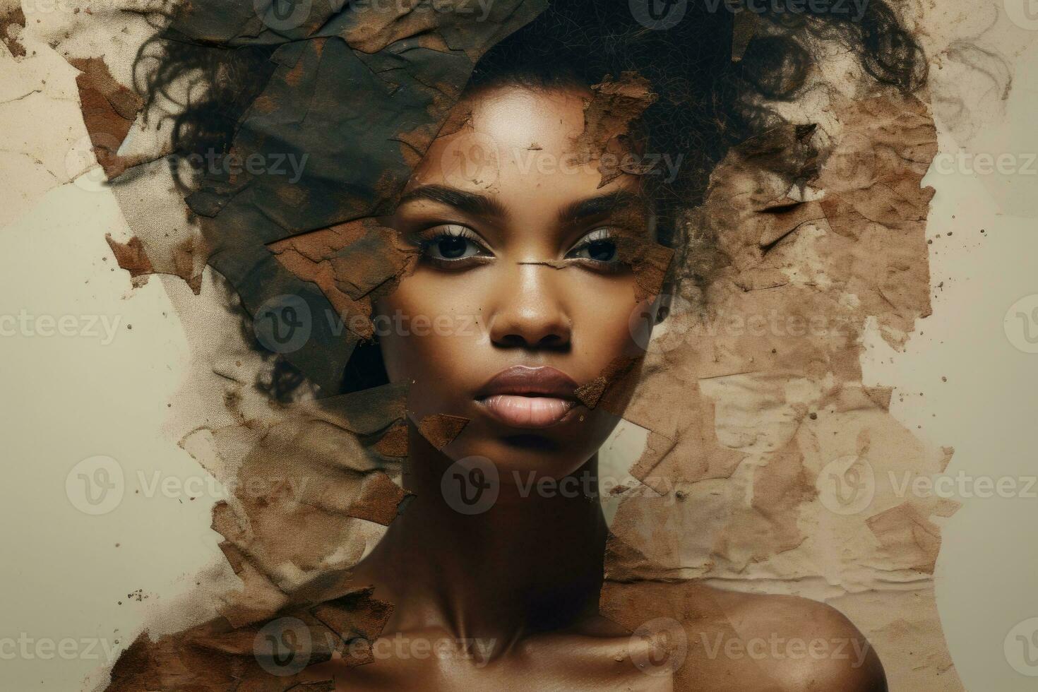 creatief portret van zwart vrouw. generatief ai foto