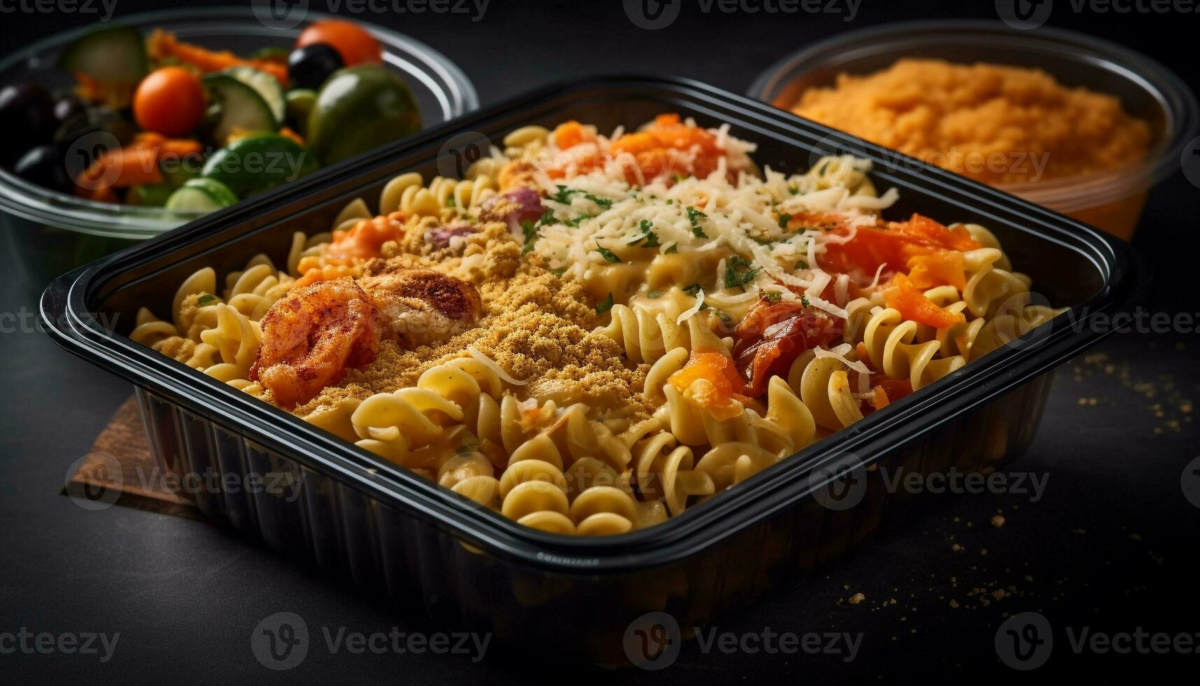 versheid en Gezondheid in een eigengemaakt vegetarisch pasta maaltijd gegenereerd door ai foto