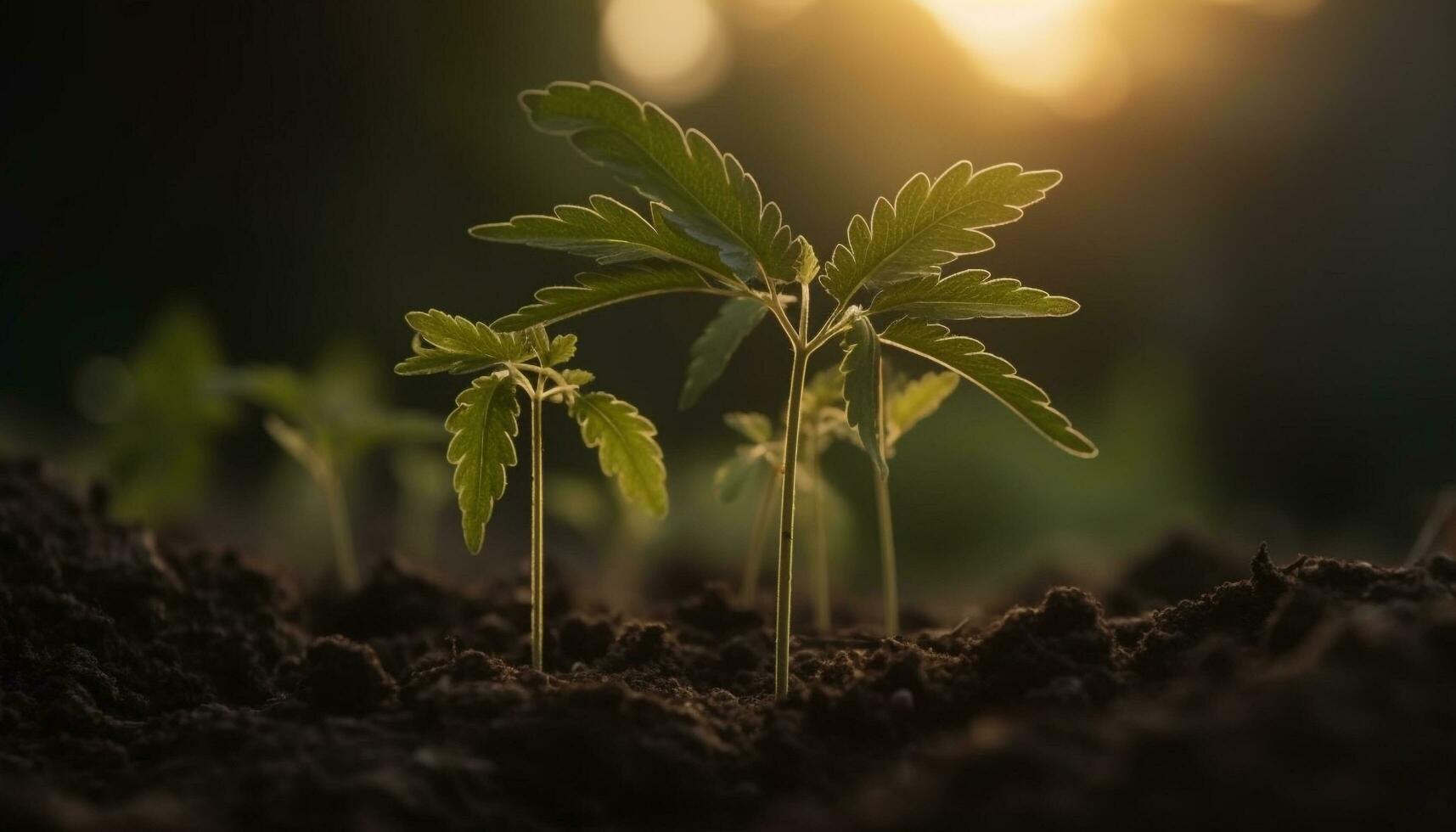 natuur groei, een bladerrijk plant, groen en vers, dichtbij omhoog landbouw zaailing in aarde, lente boom buitenshuis gegenereerd door ai foto