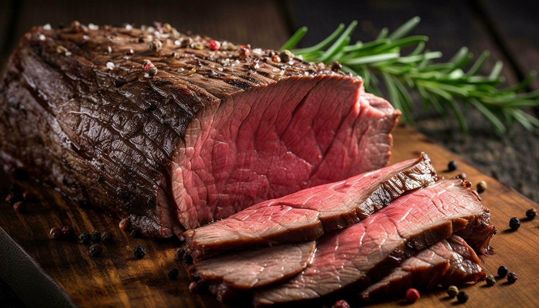 versheid en sappigheid van gegrild steak Aan rustiek houten bord gegenereerd door ai foto