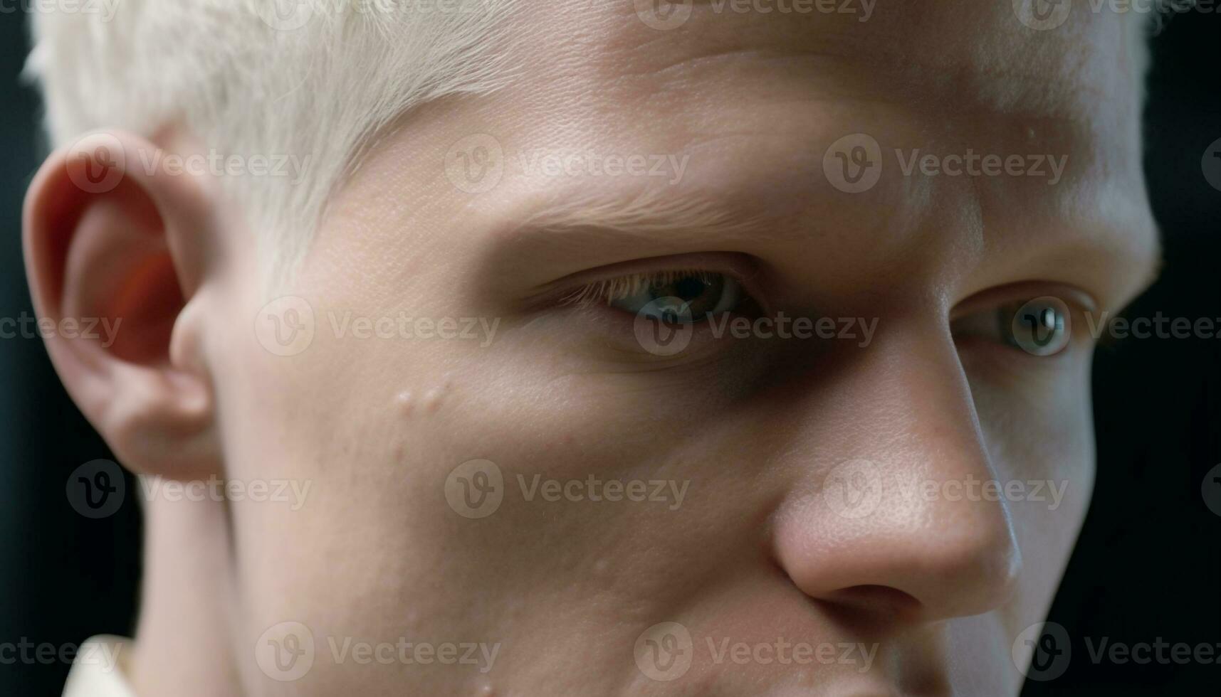 een schattig blond jongen met blauw ogen op zoek buitenshuis, glimlachen gegenereerd door ai foto