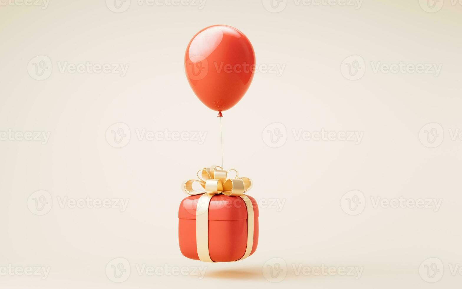 geschenk doos en ballon, 3d weergave. foto