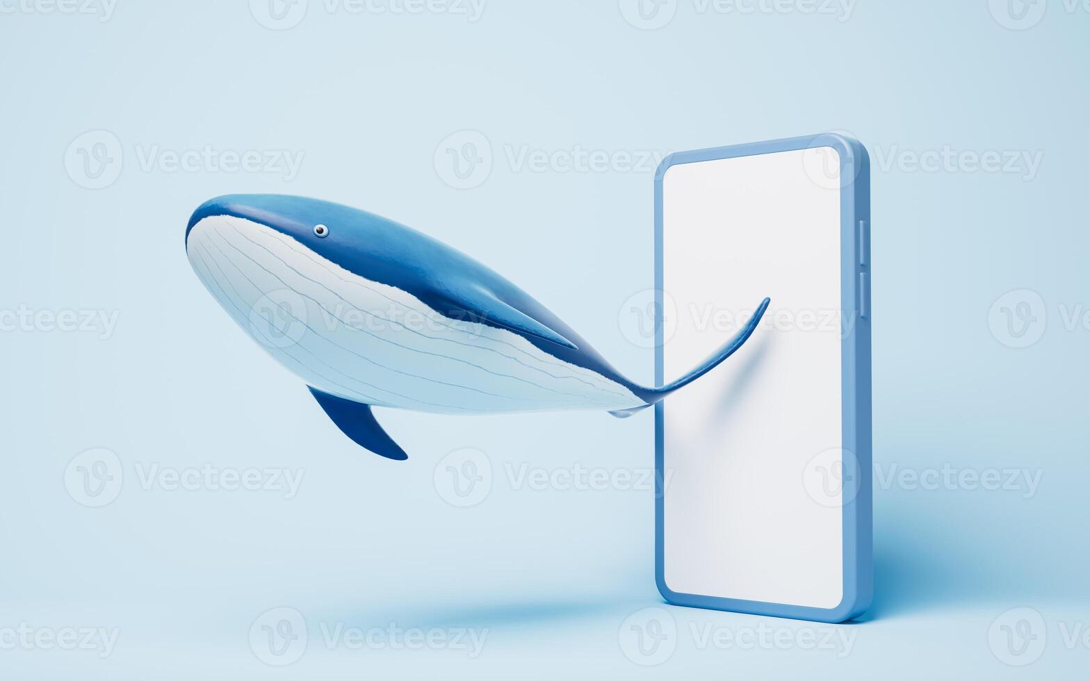 walvis en mobiel telefoon, 3d weergave. foto