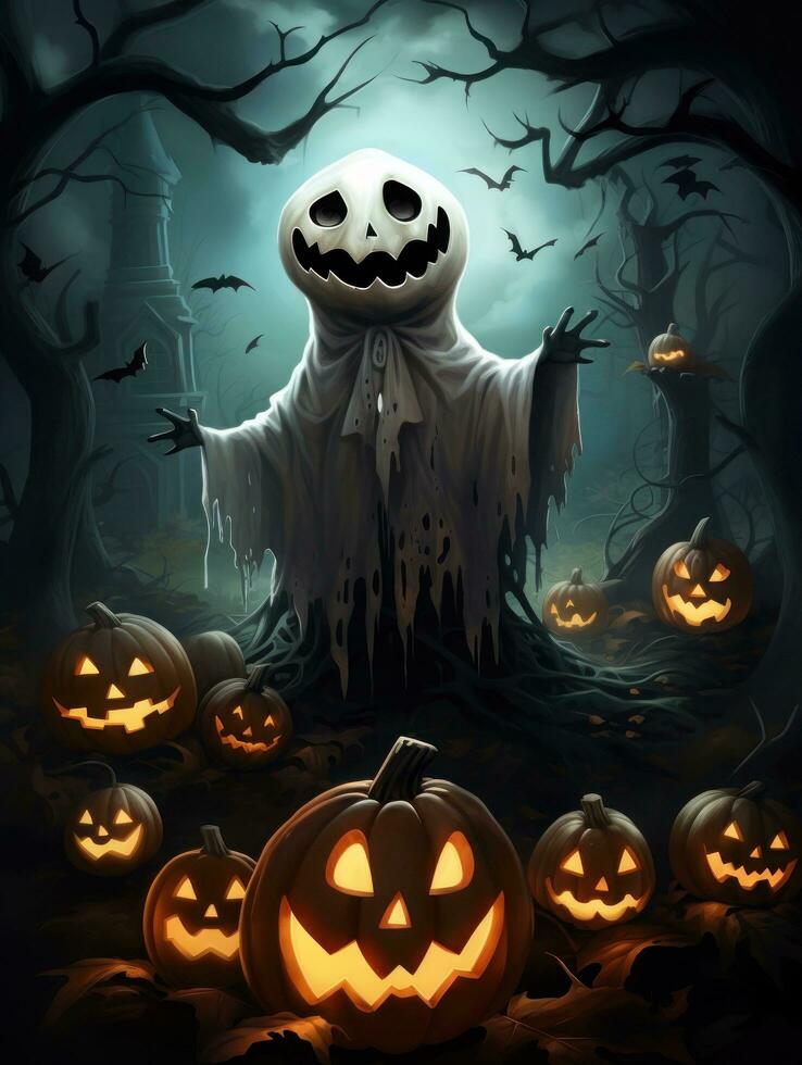 gelukkig halloween, kinderen zullen genieten de halloween festival, de geesten zullen komen uit Aan de halloween festival.generatief ai foto