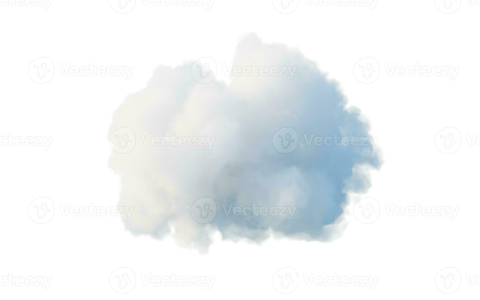 wolk Aan wit achtergrond, 3d weergave. foto