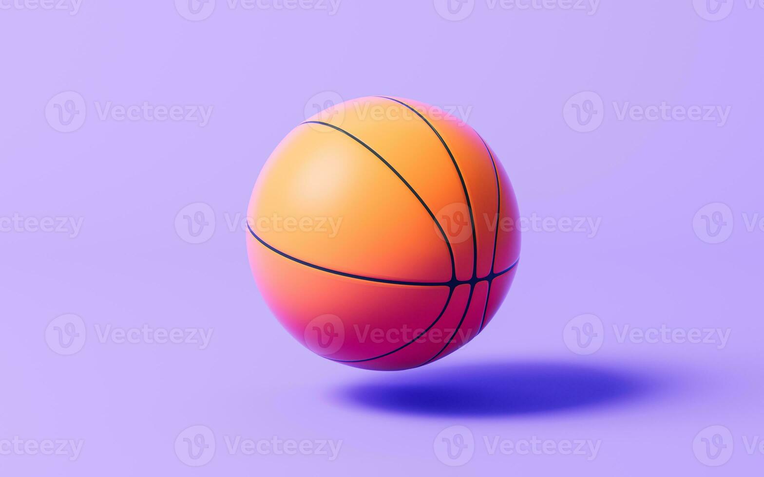 basketbal geïsoleerd Aan Purper achtergrond, 3d weergave. foto