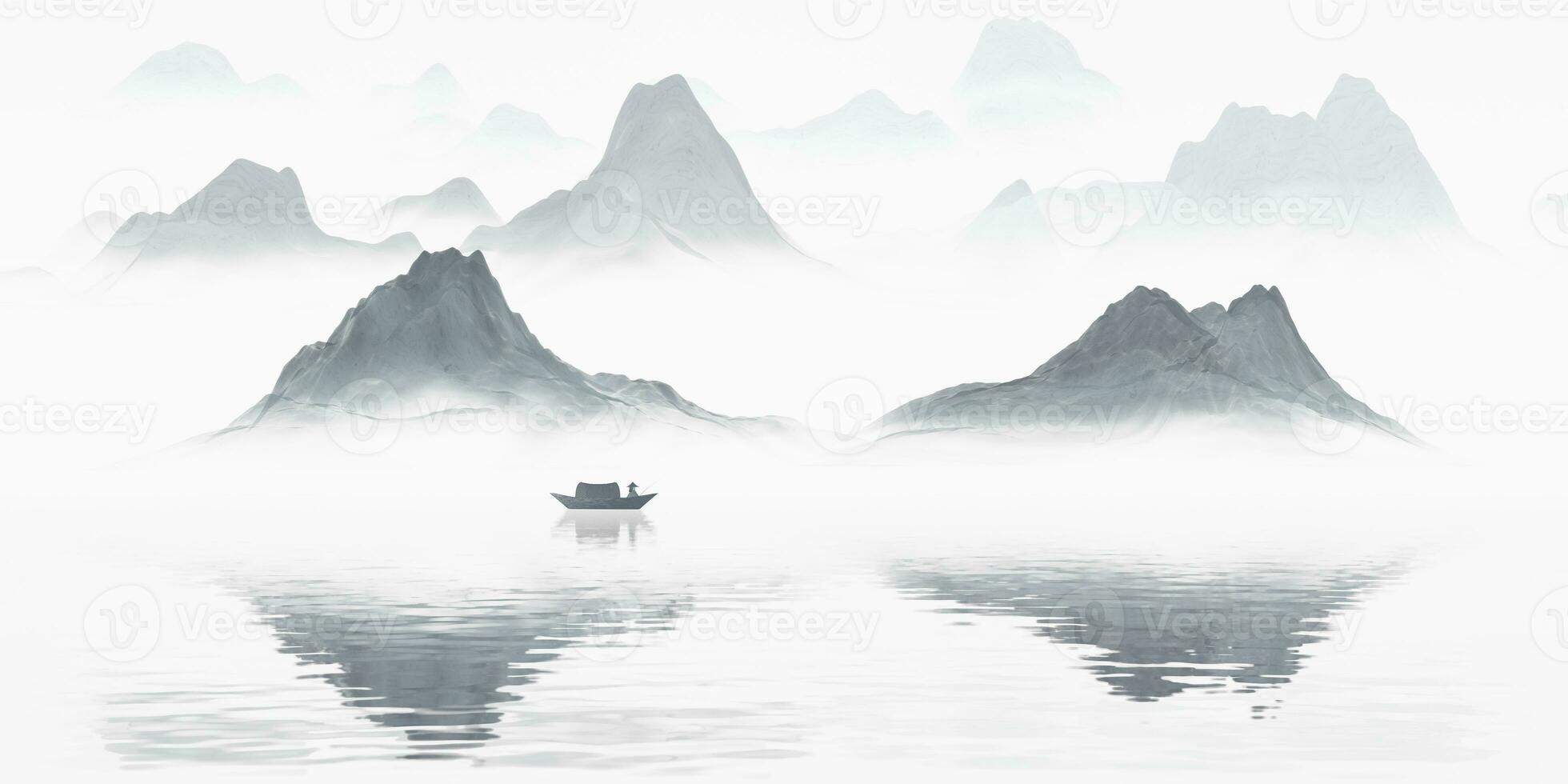 Chinese stijl inkt schilderij bergen. foto