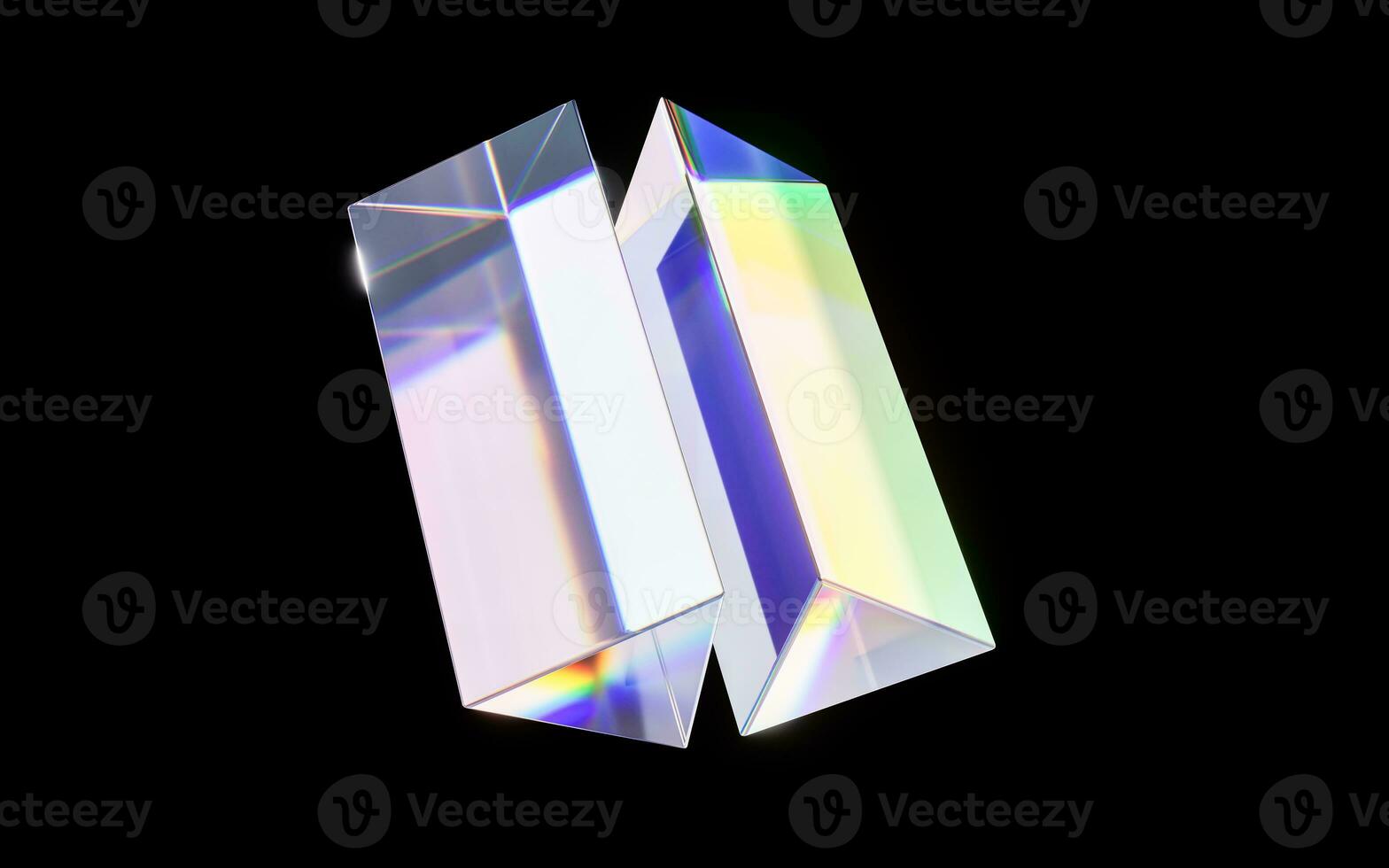 glas geometrieën met spreiding kleuren, 3d weergave. foto