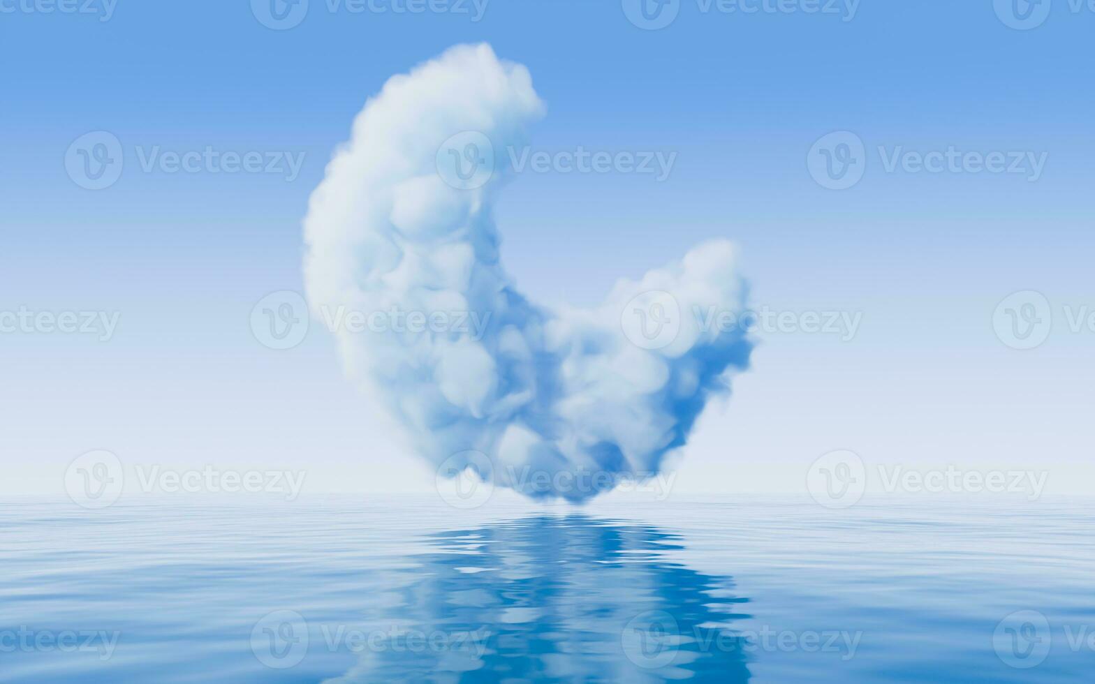 wolk en water oppervlak, 3d weergave. foto