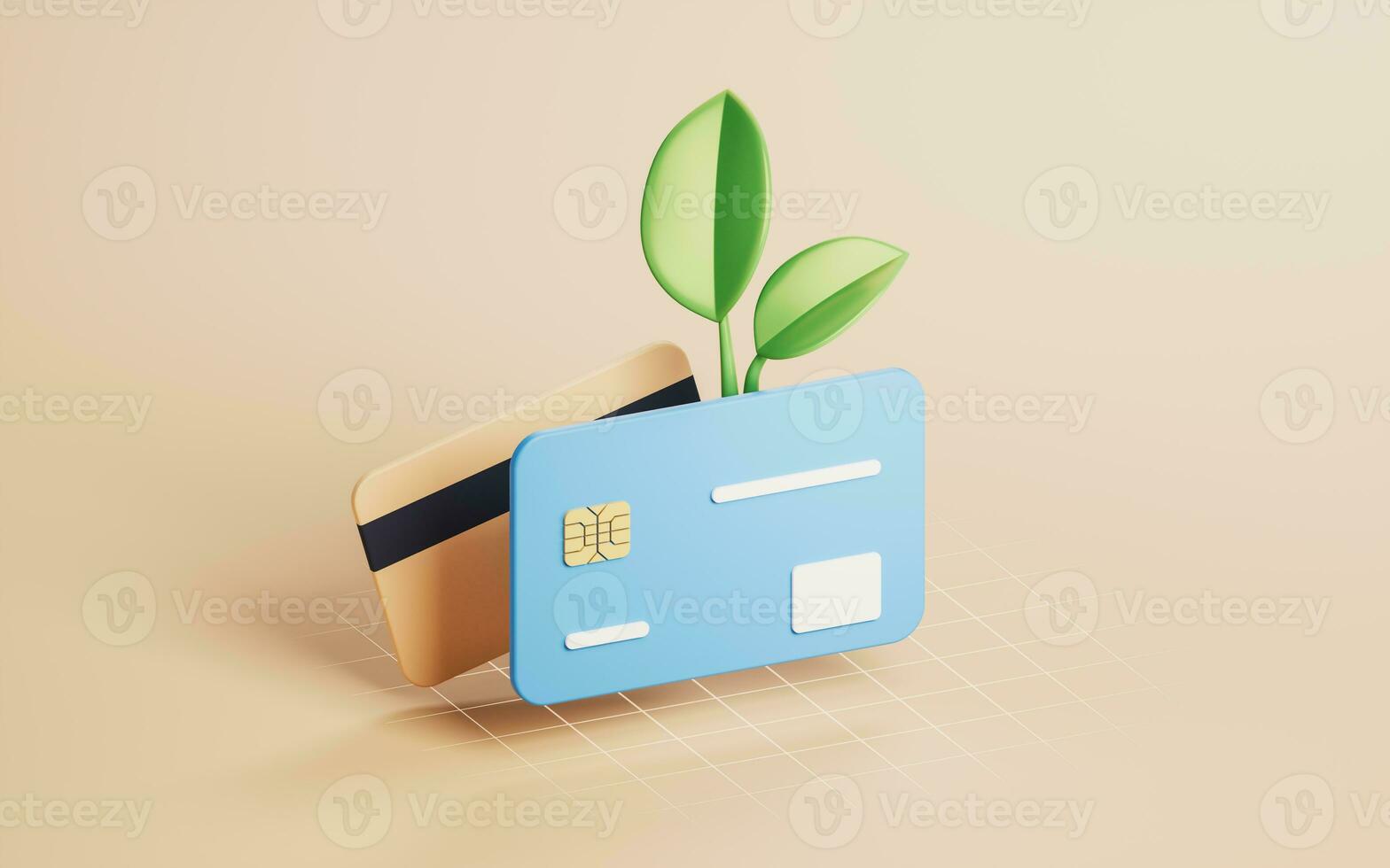 bank kaart met investering concept, 3d weergave. foto
