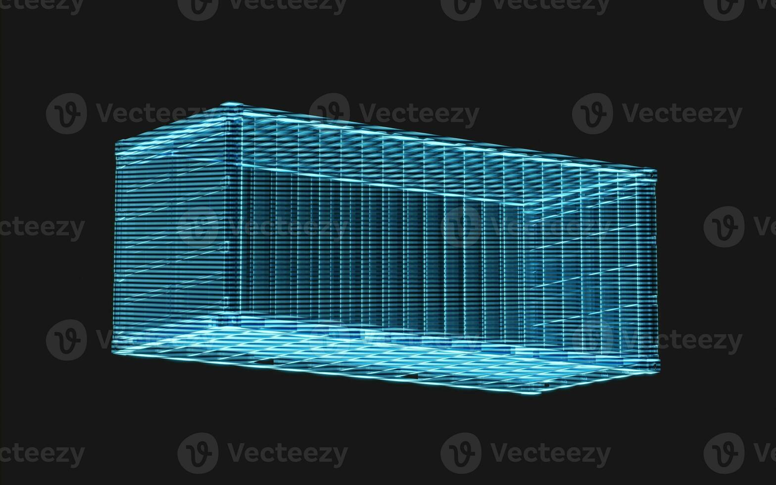 lading houder met holografische stijl, vracht en exporteren, 3d weergave. foto