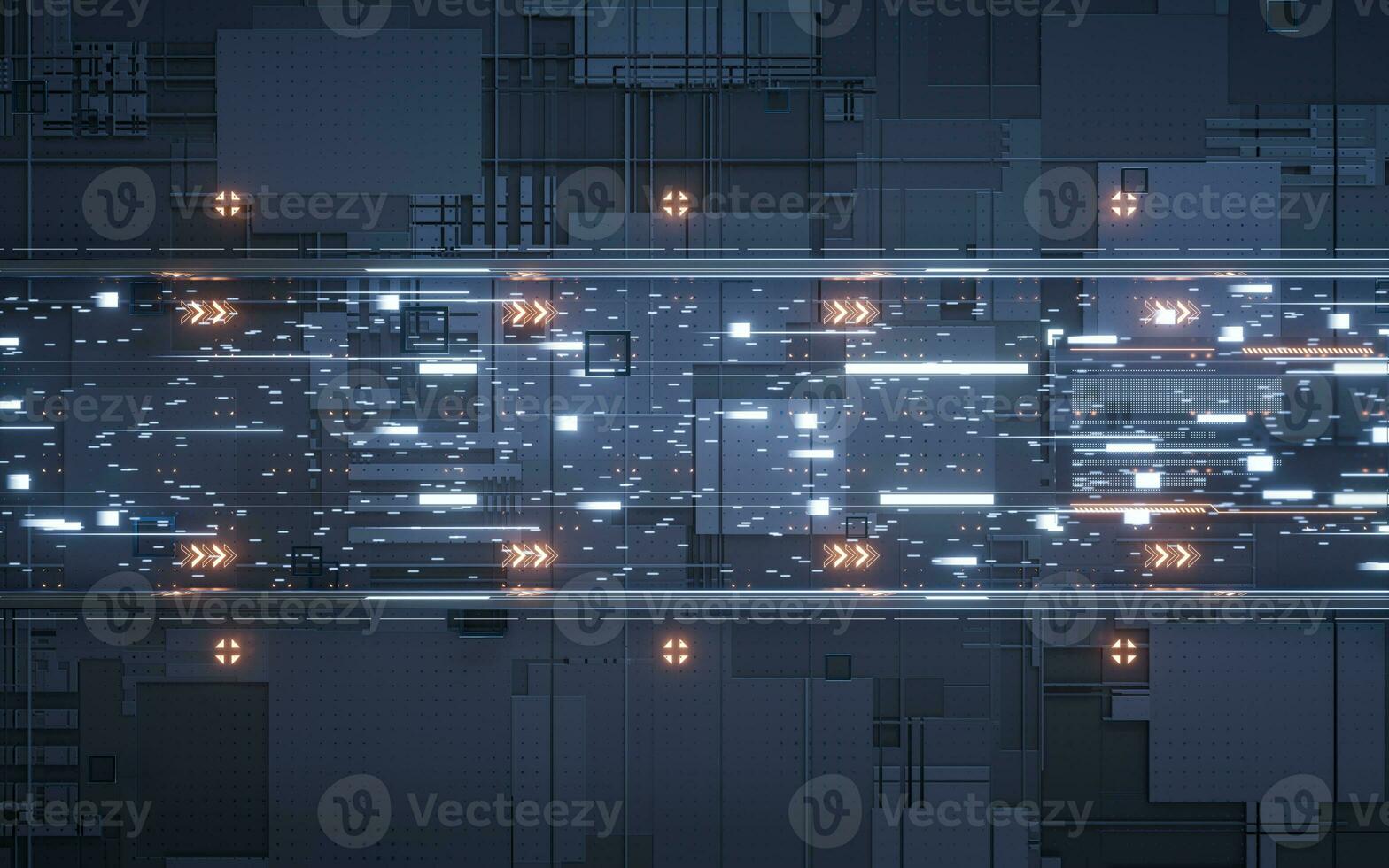 snel snelheid elektronisch transmissie circuit, 3d weergave. foto