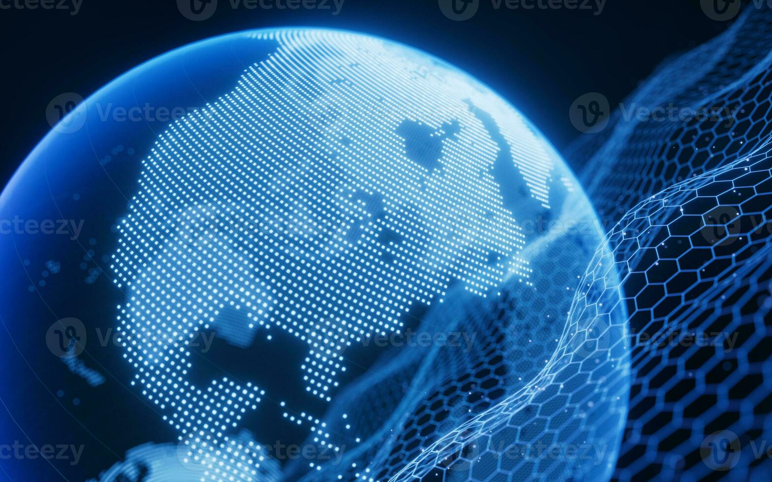 digitaal aarde met cyberspace achtergrond, 3d weergave. foto