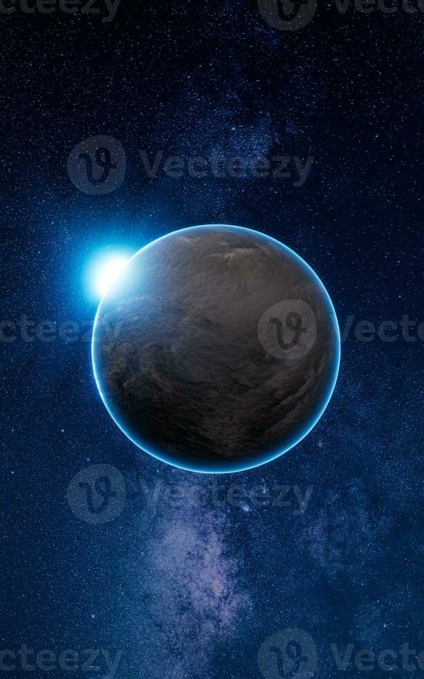 planeet in de buitenste ruimte, 3d weergave. foto