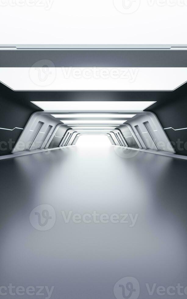 leeg tunnel met futuristische stijl, 3d weergave. foto