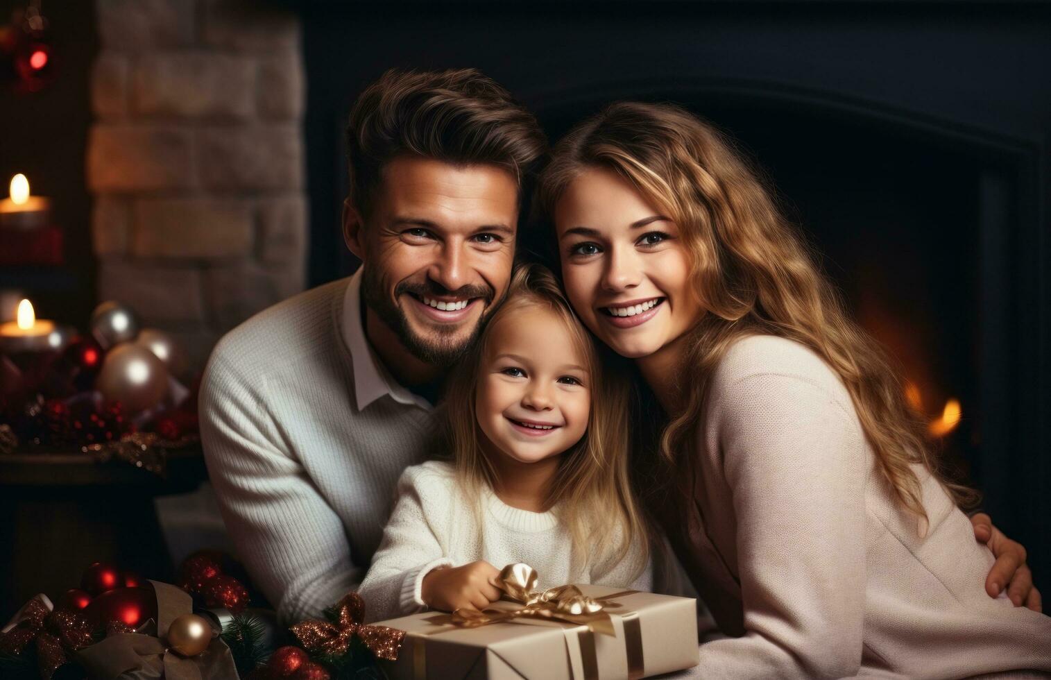 gelukkig familie genieten van Kerstmis foto