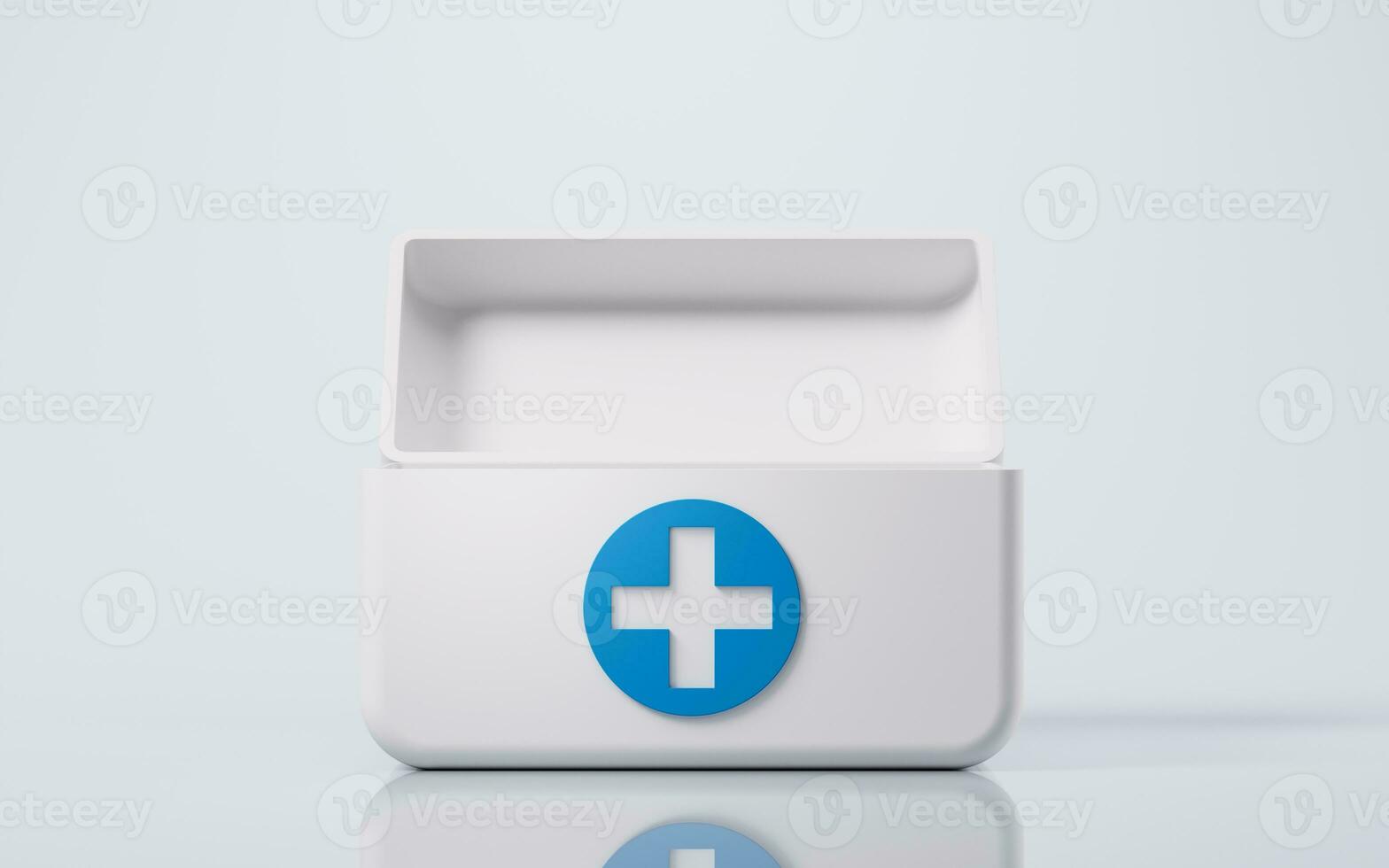 wit Gezondheid zorg medisch doos, 3d weergave. foto