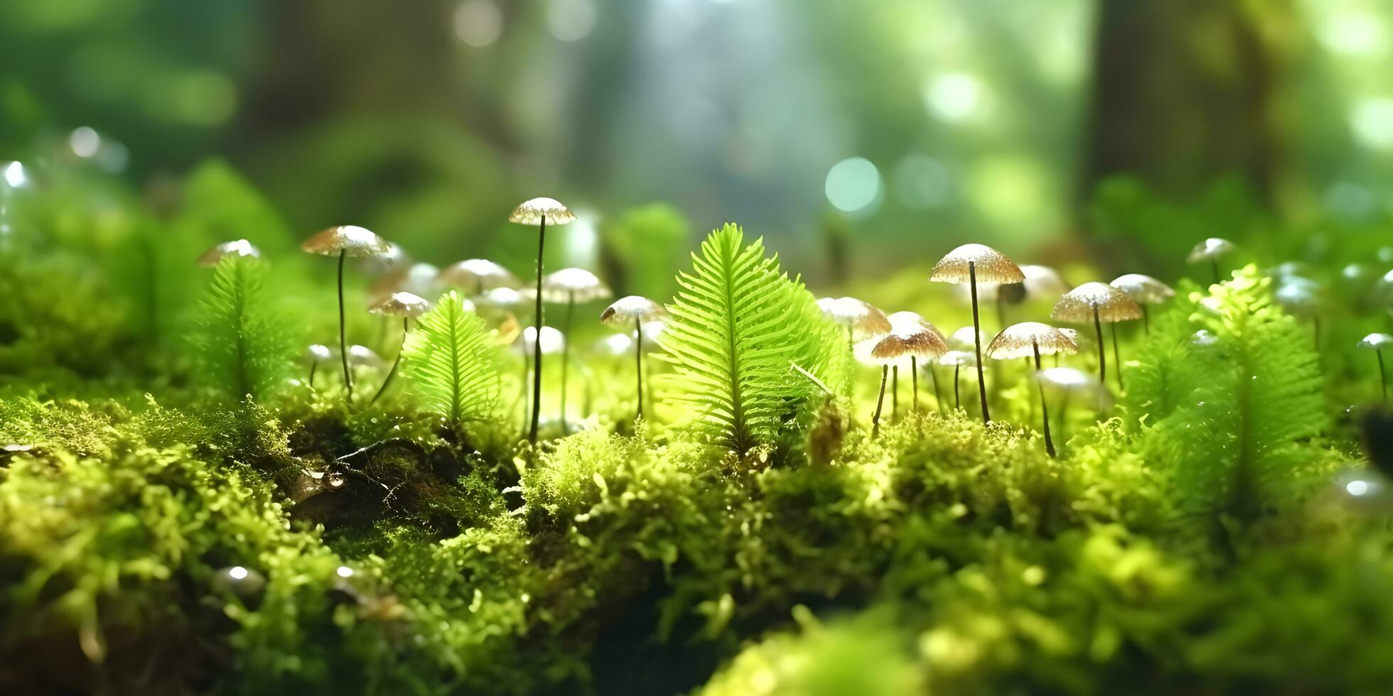 jong fabriek groeit in de ochtend- licht en groen natuur foto