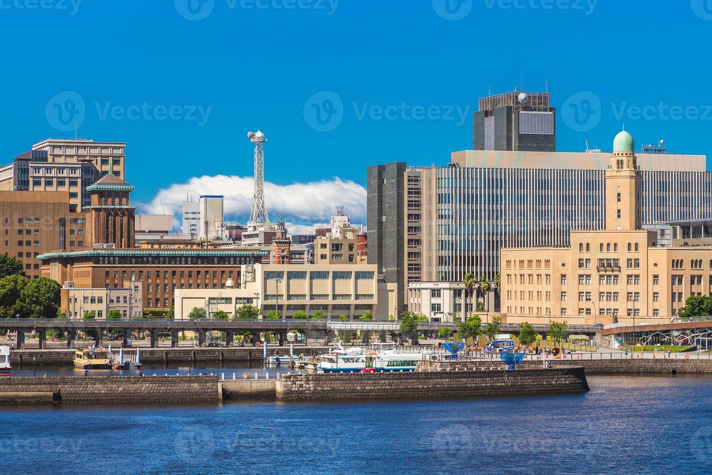 skyline van de haven van Yokohama in de prefectuur Kanagawa van Japan foto