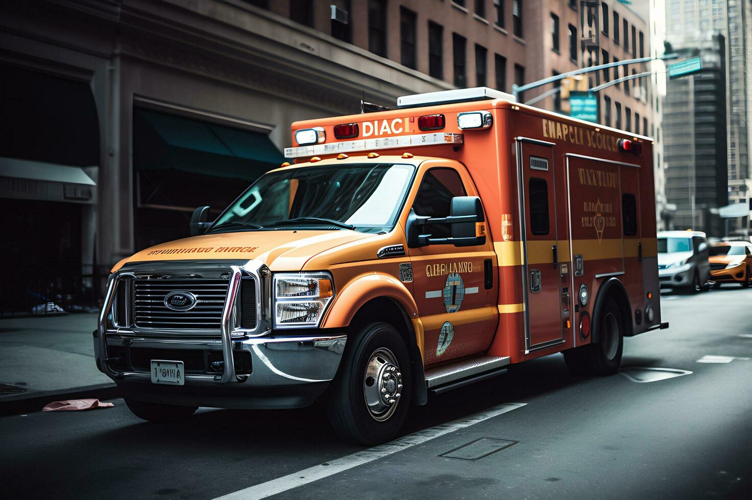 medisch noodgeval ambulance auto Aan de straat foto